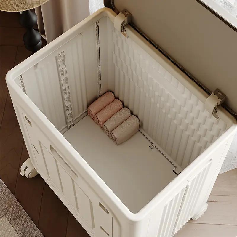 Rolling Laundry Hamper with Lid โ Foldable Large Capacity Laundry Basket with Wheels for Bedroom, Bathroom & Laundry Room