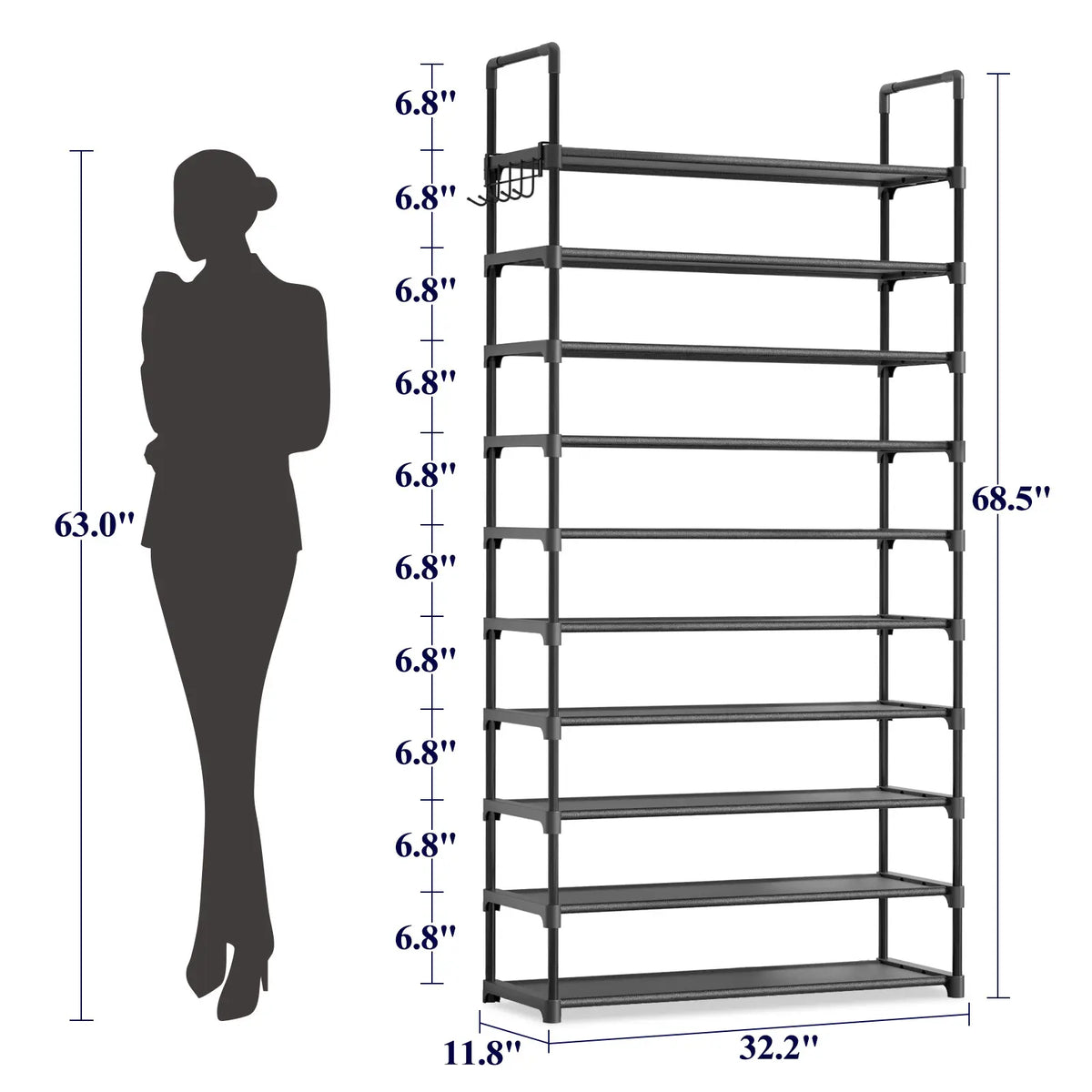 3-10-Tier Shoe Organizerwith Side Handles