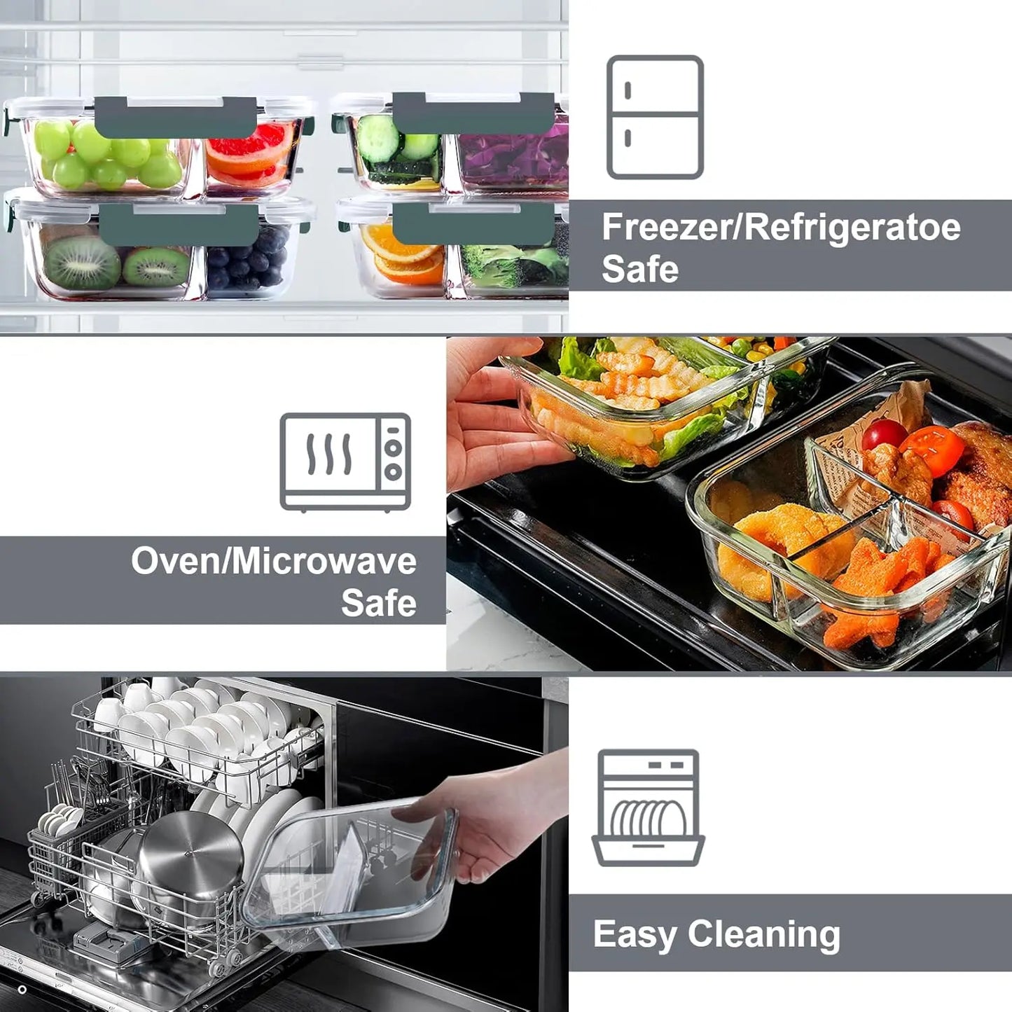 5-Pack (36oz) Borosilicate Glass Meal Prep