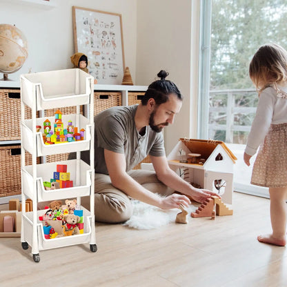 Multifunctional Multi-Layer Plastic StorageCartwith Wheels