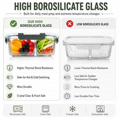 5-Pack (36oz) Borosilicate Glass Meal Prep