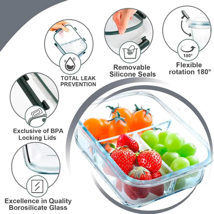 5-Pack (36oz) Borosilicate Glass Meal Prep