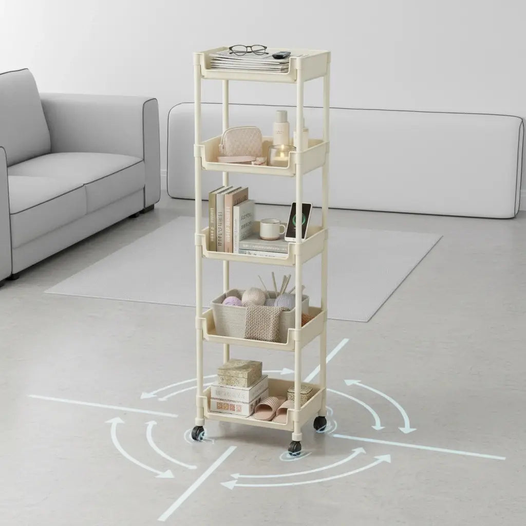Multifunctional Multi-Layer Plastic StorageCartwith Wheels
