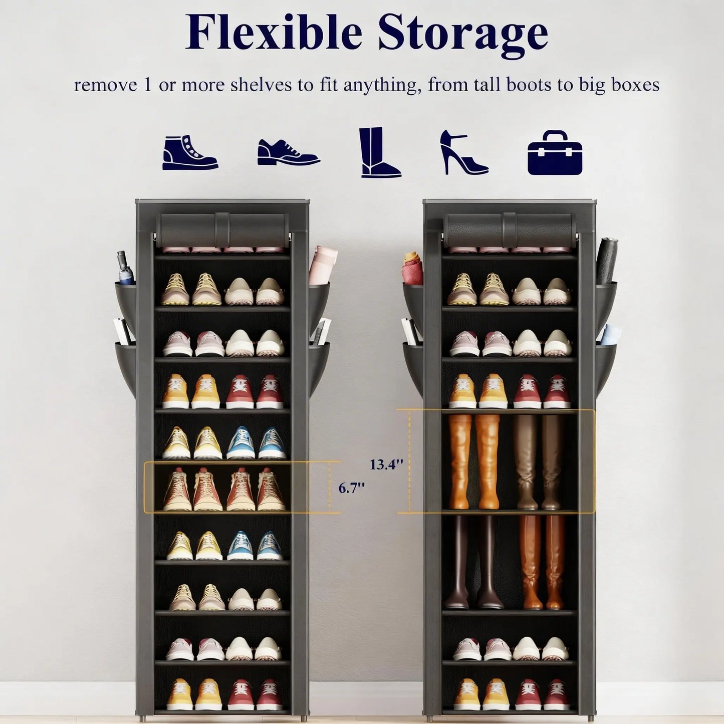 3-10-Tier Shoe Organizerwith Side Handles