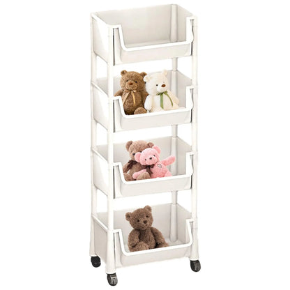 Multifunctional Multi-Layer Plastic StorageCartwith Wheels
