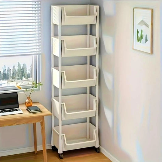 Multifunctional Multi-Layer Plastic StorageCartwith Wheels